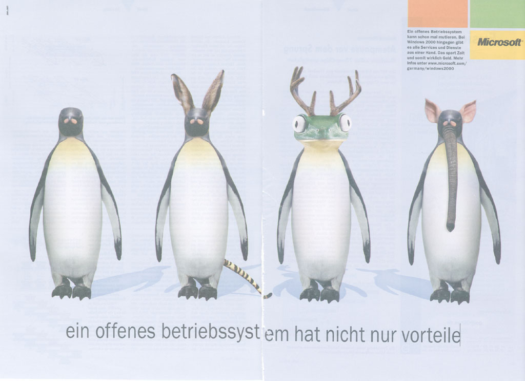 so... this really old microsoft anti-linux poster became kinda true .. in a rather ironic way ...<br />(it reads something like &quot;an open system doesn't only bring benefits&quot; in german)